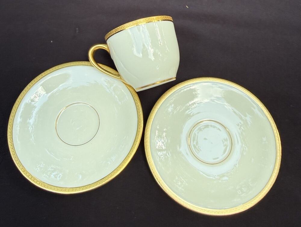 Vintage Lenox S62 Demitasse Cup and Saucer Ivory and Gold EUC!